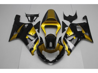 Aftermarket 2001-2003 Gloss Black and Gold Suzuki GSXR 600-750 Motorcycle Fairings