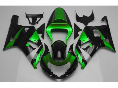 Aftermarket 2001-2003 Gloss Green and Black Suzuki GSXR 600-750 Motorcycle Fairings