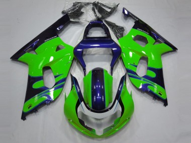 Aftermarket 2001-2003 Gloss Green and Blue Suzuki GSXR 600-750 Motorcycle Fairings