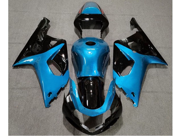 Aftermarket 2001-2003 Gloss Light Blue and Black Suzuki GSXR 600-750 Motorcycle Fairings