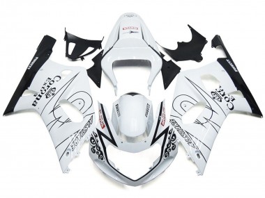 Aftermarket 2001-2003 Gloss White Corona and Black Suzuki GSXR 600-750 Motorcycle Fairings