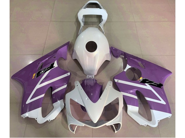 Aftermarket 2001-2003 Gloss White and Purple Honda CBR600 F4i Motorcycle Fairings