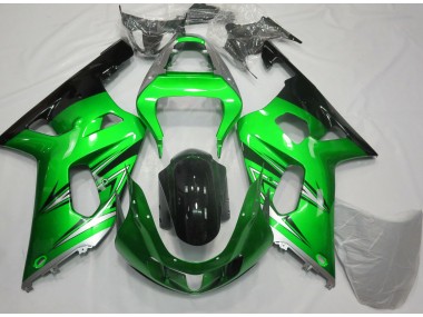 Aftermarket 2001-2003 Green and Silver Suzuki GSXR 600-750 Motorcycle Fairings