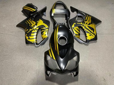 Aftermarket 2001-2003 Matte Black & Gold Skull Honda CBR600 F4i Motorcycle Fairings