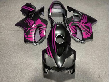 Aftermarket 2001-2003 Matte Black & Pink Skull Honda CBR600 F4i Motorcycle Fairings