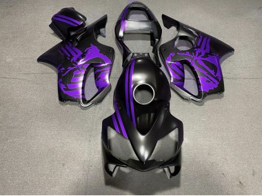 Aftermarket 2001-2003 Matte Black & Purple Skull Honda CBR600 F4i Motorcycle Fairings