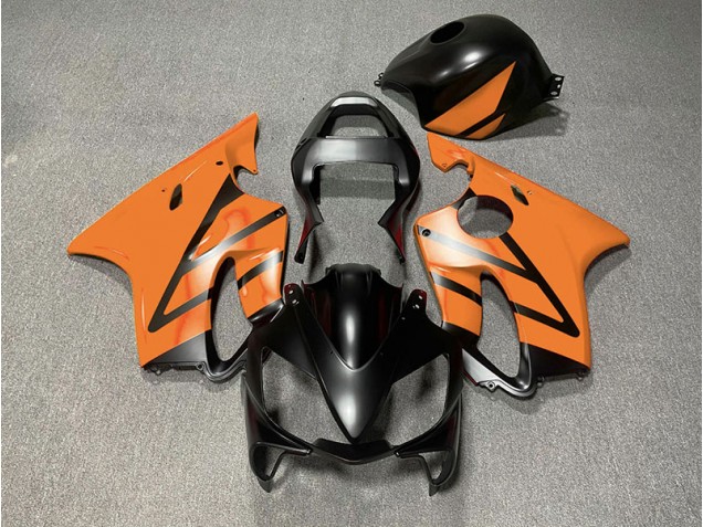 Aftermarket 2001-2003 Matte Black and Orange Honda CBR600 F4i Motorcycle Fairings