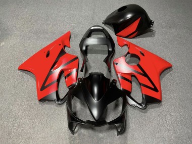 Aftermarket 2001-2003 Matte Black and Red Honda CBR600 F4i Motorcycle Fairings