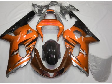 Aftermarket 2001-2003 Orange and Silver Suzuki GSXR 600-750 Motorcycle Fairings