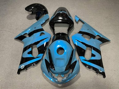 Aftermarket 2001-2003 Pearl Light Blue and Black Suzuki GSXR 600-750 Motorcycle Fairings