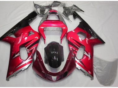 Aftermarket 2001-2003 Red and Silver Suzuki GSXR 600-750 Motorcycle Fairings