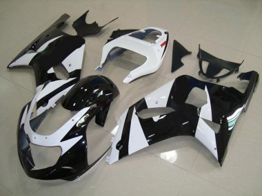 Aftermarket 2001-2003 White and Black Suzuki GSXR 600-750 Motorcycle Fairings