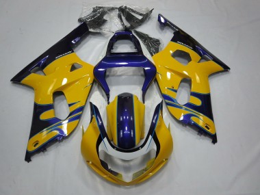 Aftermarket 2001-2003 Yellow Blue Suzuki GSXR 600-750 Motorcycle Fairings