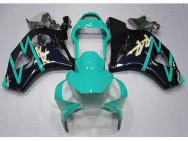 Aftermarket 2002-2003 Gloss Black and Cyan Honda CBR954 Motorcycle Fairings