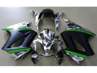 Aftermarket 2002-2012 Gray Camouflage & Green Honda VFR800 Motorcycle Fairings