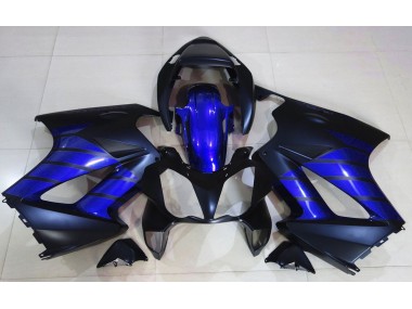 Aftermarket 2002-2012 Matte Black & Blue Honda VFR800 Motorcycle Fairings