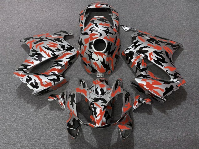 Aftermarket 2002-2012 Red Camo Honda VFR800 Motorcycle Fairings