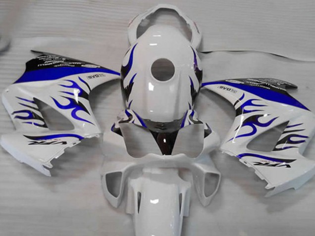 Aftermarket 2002-2012 White Blue Flame Honda VFR800 Motorcycle Fairings