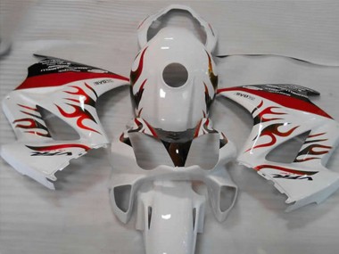 Aftermarket 2002-2012 White Red Flame Honda VFR800 Motorcycle Fairings