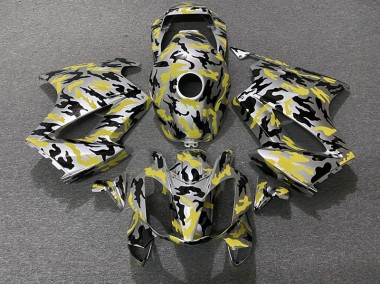 Aftermarket 2002-2012 Yellow Camo Honda VFR800 Motorcycle Fairings