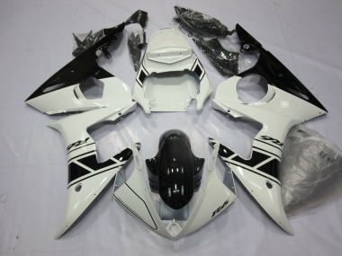 Aftermarket 2003-2005 Black and white Yamaha R6 Motorcycle Fairings