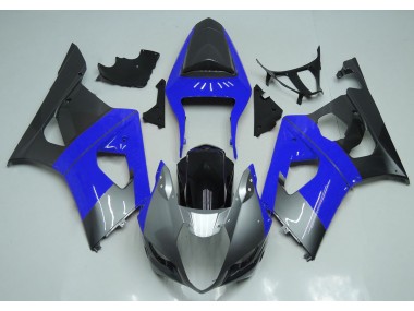 Aftermarket 2003-2004 Blue Silver and Black Suzuki GSXR 1000 Motorcycle Fairings