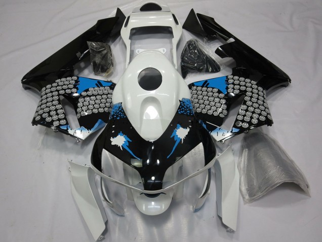 Aftermarket 2003-2004 Blue White and Black Splatter Honda CBR600RR Motorcycle Fairings