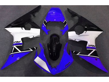 Aftermarket 2003-2005 Blue White and Black Yamaha R6 Motorcycle Fairings