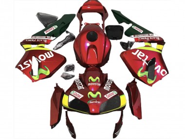 Aftermarket 2003-2004 Deep Red Movistar Honda CBR600RR Motorcycle Fairings