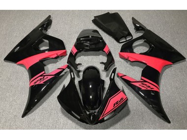 Aftermarket 2003-2005 Gloss Black and Red Yamaha R6 Motorcycle Fairings