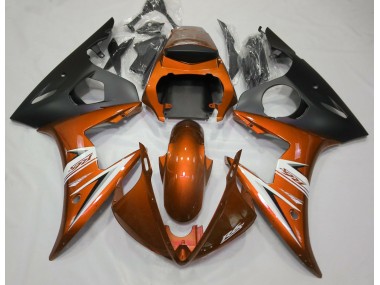 Aftermarket 2003-2005 Gloss Orange & White Yamaha R6 Motorcycle Fairings