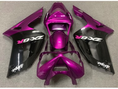 Aftermarket 2003-2004 Gloss Pink and Black Kawasaki ZX6R Motorcycle Fairings