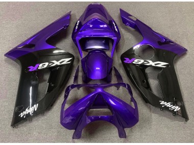 Aftermarket 2003-2004 Gloss Purple and Black Kawasaki ZX6R Motorcycle Fairings