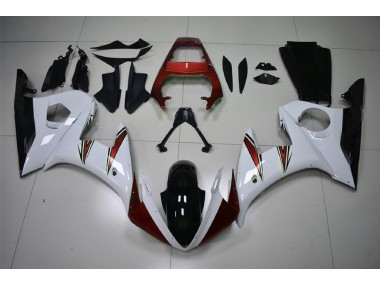 Aftermarket 2003-2005 Gloss White & Red Accents Yamaha R6 Motorcycle Fairings