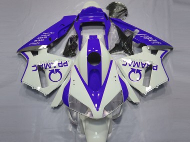 Aftermarket 2003-2004 Gloss White and Blue PRAMAC Honda CBR600RR Motorcycle Fairings