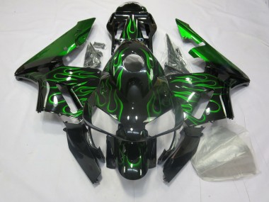 Aftermarket 2003-2004 Green Flames Honda CBR600RR Motorcycle Fairings