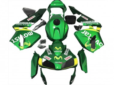 Aftermarket 2003-2004 Green Movistar Honda CBR600RR Motorcycle Fairings