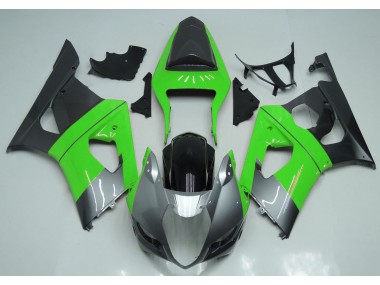 Aftermarket 2003-2004 Green Silver and Black Suzuki GSXR 1000 Motorcycle Fairings