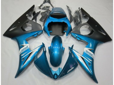 Aftermarket 2003-2005 Light Blue & White Yamaha R6 Motorcycle Fairings