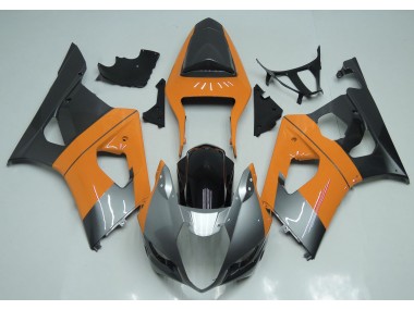 Aftermarket 2003-2004 Light Orange Silver and Black Suzuki GSXR 1000 Motorcycle Fairings