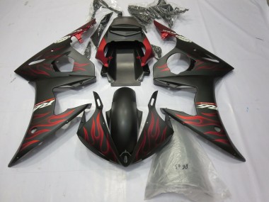 Aftermarket 2003-2005 Matte red flame Yamaha R6 Motorcycle Fairings