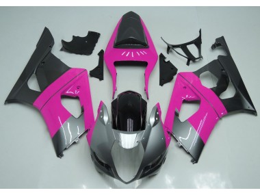 Aftermarket 2003-2004 Pink Silver and Black Suzuki GSXR 1000 Motorcycle Fairings