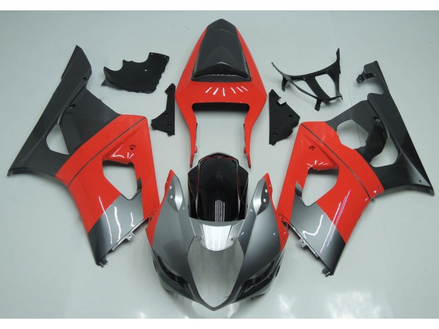 Aftermarket 2003-2004 Red Silver and Black Suzuki GSXR 1000 Motorcycle Fairings