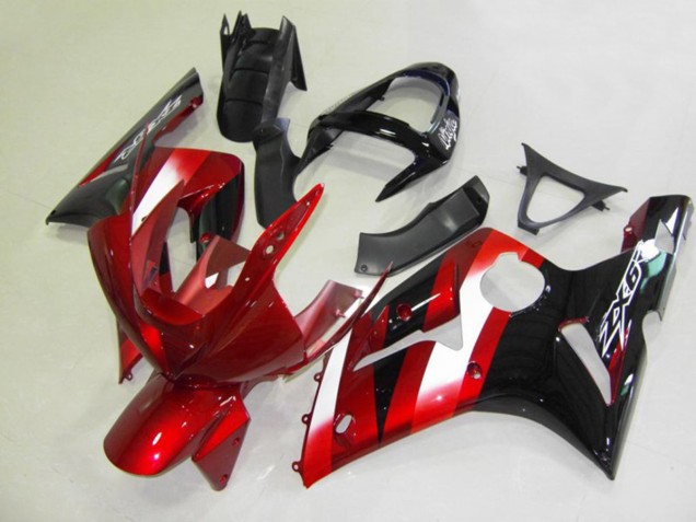 Aftermarket 2003-2004 Red and Black Kawasaki ZX6R Motorcycle Fairings