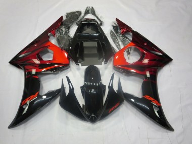 Aftermarket 2003-2005 Red and Black Yamaha R6 Motorcycle Fairings