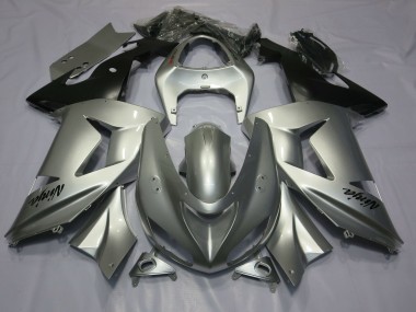 Aftermarket 2003-2004 Silver Kawasaki ZX6R Motorcycle Fairings