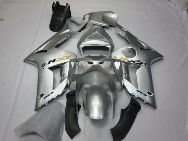 Aftermarket 2003-2004 Silver OEM Style Kawasaki ZX6R Motorcycle Fairings