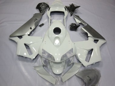 Aftermarket 2003-2004 Silver and White Honda CBR600RR Motorcycle Fairings