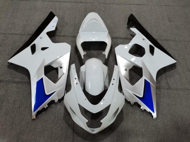 Aftermarket 2004-2005 Blue White and Silver Style Suzuki GSXR 600-750 Motorcycle Fairings