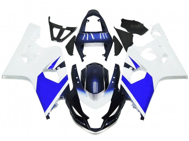 Aftermarket 2004-2005 Bright White and Blue Suzuki GSXR 600-750 Motorcycle Fairings